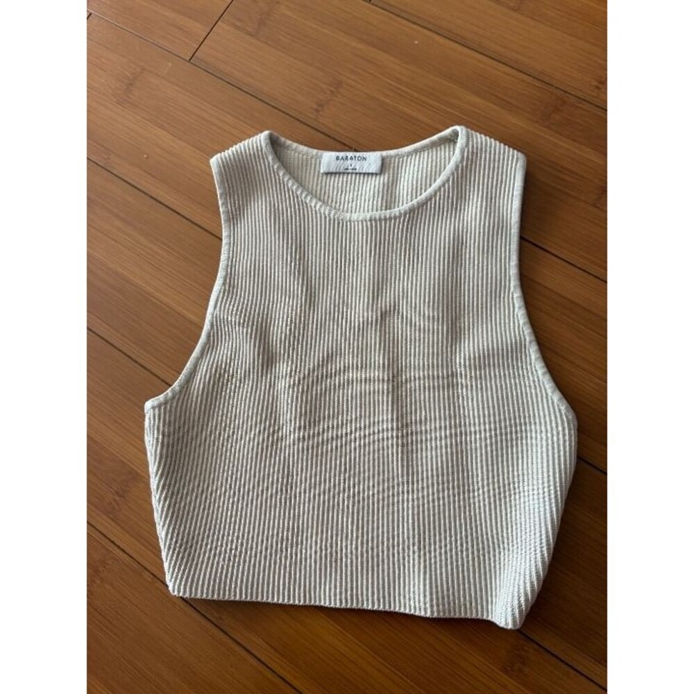 ARITZIA Babaton Tank Top Knit Beige Ribbed Sleeveless Small